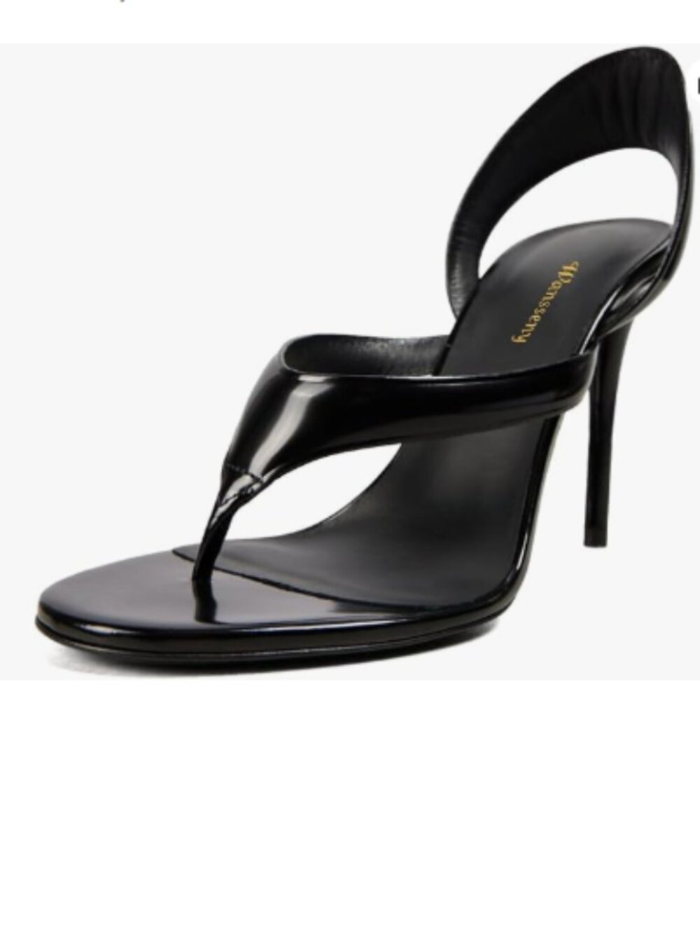 Wansseny Black Open Split Toe Slingback Thong Sandals High Heel Slip on Shoes